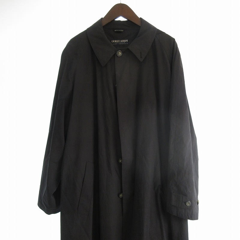 【希少】ジョルジオアルマーニ トレンチコート マキシ丈 ネイビー 40 ジョルジオアルマーニ GIORGIO ARMANI トレンチコート ロング ダブル