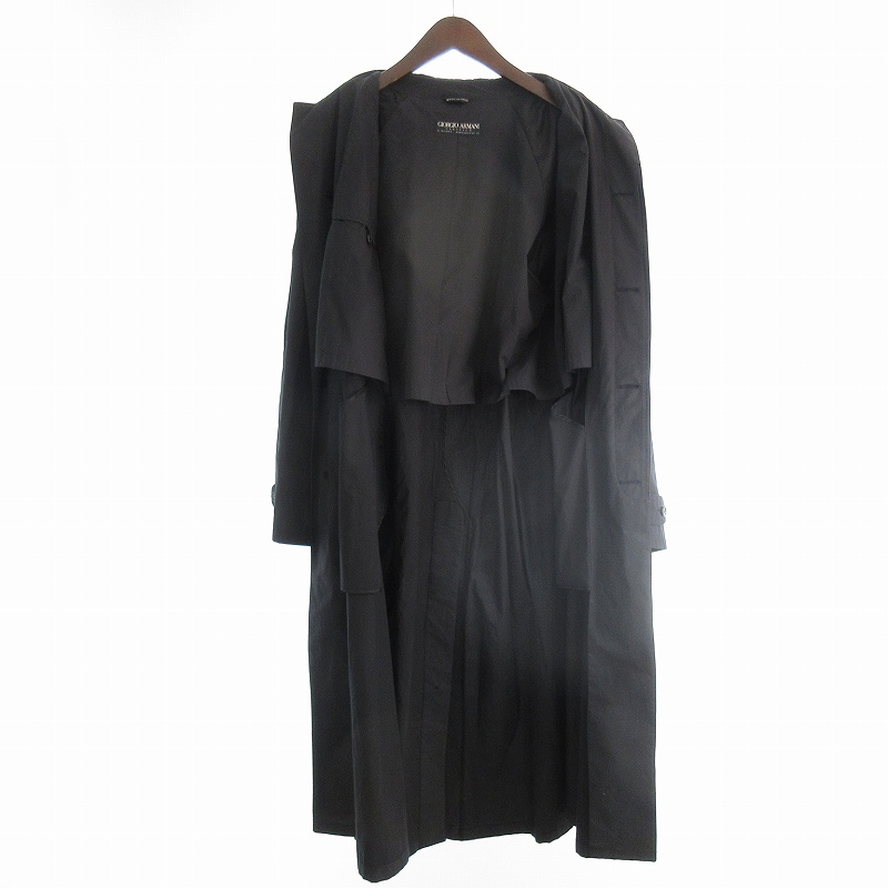 【希少】ジョルジオアルマーニ トレンチコート マキシ丈 ネイビー 40 ジョルジオアルマーニ GIORGIO ARMANI トレンチコート ロング ダブル