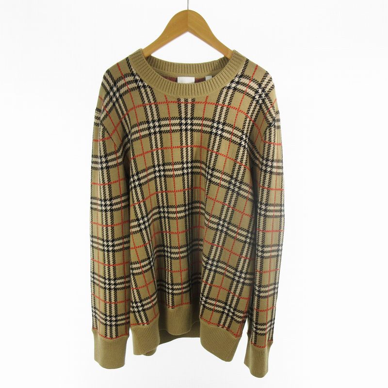 バーバリー BURBERRY L ニット セーター ノバチェック ウール ベージュ 