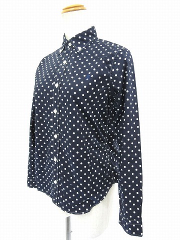 ジムフレックス Gymphlex シャツ 長袖 ボタンダウン ドット 紺 ネイビー 12 レディース 122 ベクトルパーク