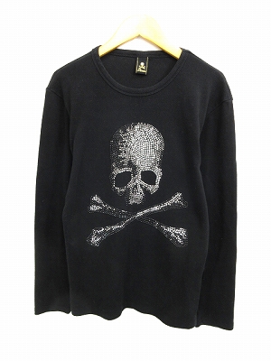 ロエン Roen Tシャツ ロンT スカル ドクロ スタッズ 黒 ブラック 44 