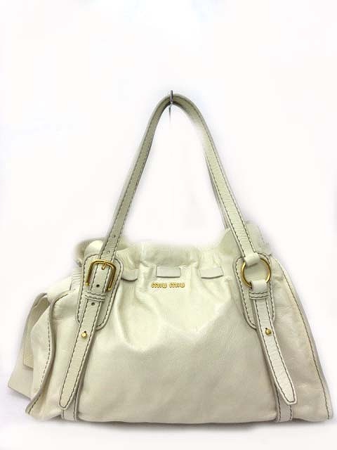 MIU MIU レザー ワンショルダー ハンドバッグ ホワイト