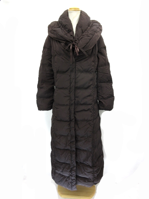 モンクレール MONCLER ダウンコート ロング丈 ボリュームネック 茶 