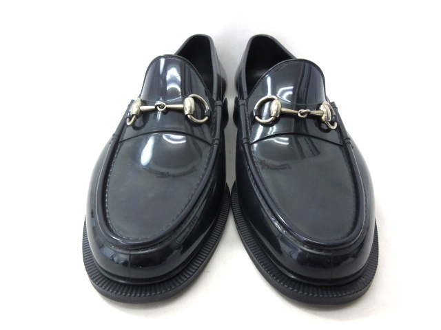 グッチ GUCCI ホースビットローファー レインシューズ PVC ネイビー 7 