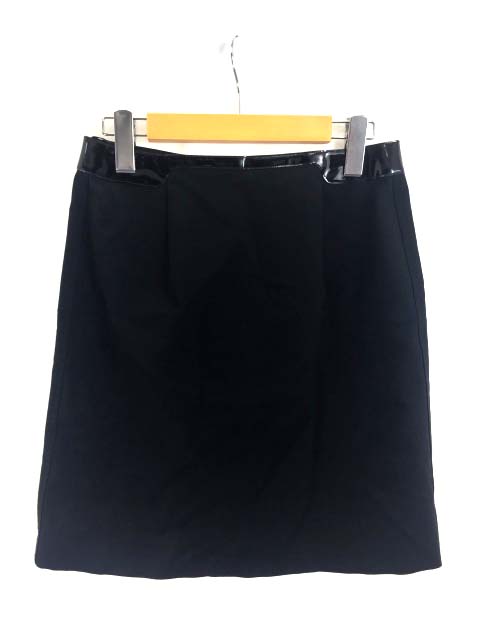プラダ PRADA スカート 膝丈 エナメルベルト イタリア製 38 黒  