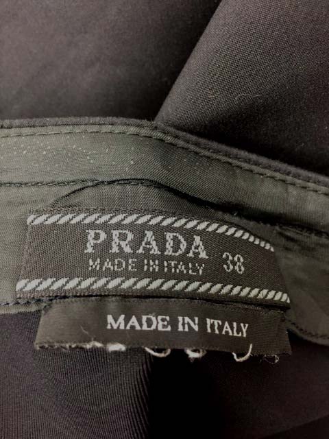 プラダ PRADA スカート 膝丈 エナメルベルト イタリア製 38 黒  