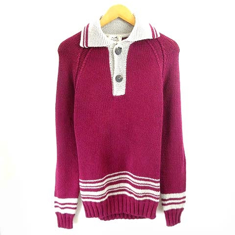 エルメス Hermes セーター ニット 長袖 ハーフボタン ライン カシミヤ混 パープル Xs 国内正規 メンズ 122 ベクトルパーク