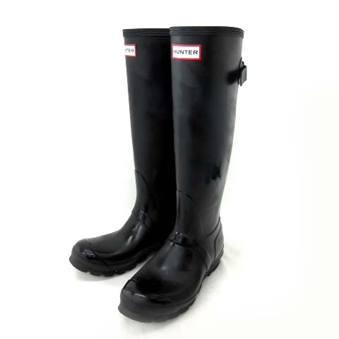 HUNTER ブラック 長靴　レインブーツ　UK4 HUNTER(ハンター)レディース レインブーツ ロング トール 雨靴 防水 長靴 女性用 PLAY TALL BOOT W-