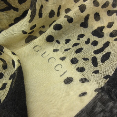 グッチ GUCCI 大判ストール カシミヤ シルク混 レオパード柄 ヒョウ柄 
