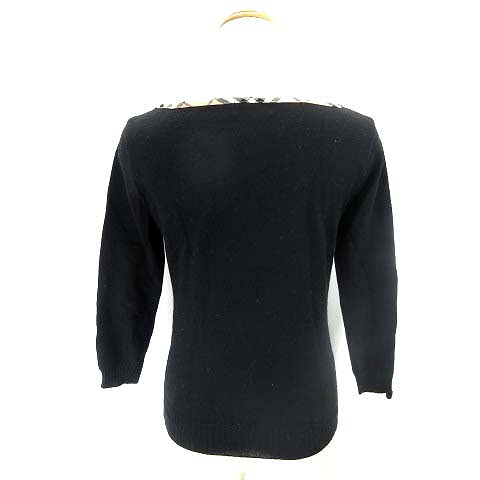 バーバリーブルーレーベル ノバチェック リブ ニット長袖 ウール 黒 美品 BURBERRY BLUE LABEL バーバリーブルーレーベル ノバ