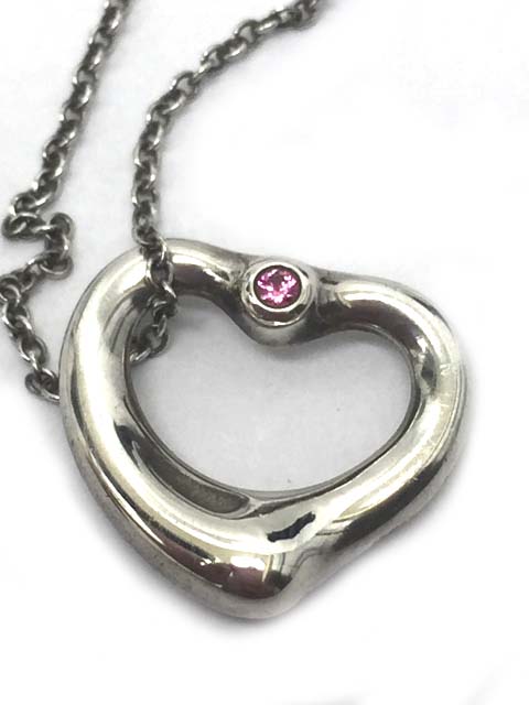 オープンハート ネックレス シルバー925 ピンクサファイア 約3.64g