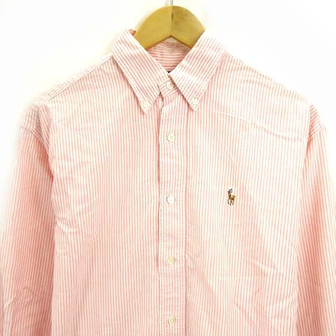 USA 古着 ラルフローレン オックスフォードコットン ストライプ柄 長袖シャツ 90s Polo Ralph Lauren 