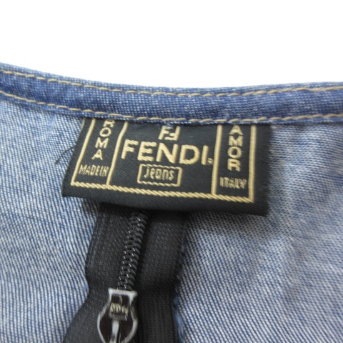 FENDI デニム　キャミソール フェンディ FENDI JEANS サイドミニロゴ入りキャミソール デニム