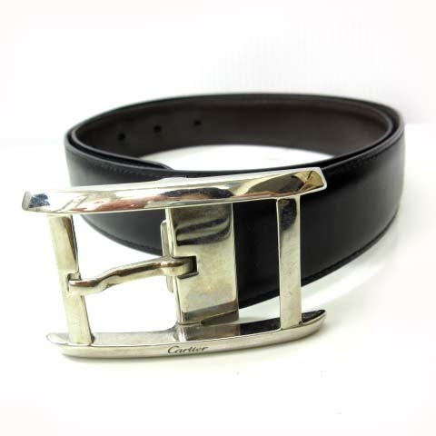 カルティエ Cartier レザーベルト タンク バックル リバーシブル 革 