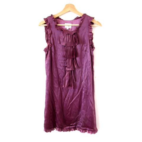 ミリー Milly シルクワンピース ドレス フリル ひざ丈 ワインレッド ボルドー 2 M Sss8 レディース 122 ベクトルパーク