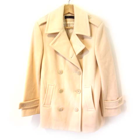 ラルフローレン Ralph Lauren Pコート エポレット ミディ丈 ウール100 白 アイボリー 9 M Sss8 レディース 122 ベクトルパーク