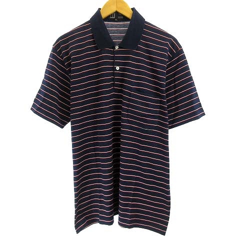 ダンヒル dunhill ポロシャツ カットソー 半袖 ボーダー ワンポイント 