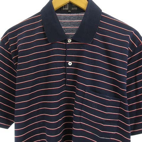 ダンヒル dunhill ポロシャツ カットソー 半袖 ボーダー ワンポイント 