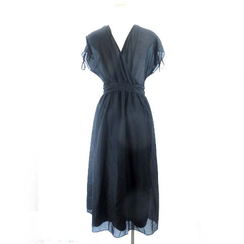 スピック スパン Spick Span 19ss コットンシルクワンピース ロング ドレープ 肩リボン 黒 ブラック 38 M レディース 122 ベクトルパーク