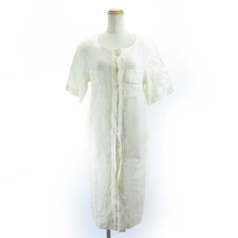 ヘルノ Herno 70 80 S ヴィンテージ リネンシャツワンピース ストライプ ひざ丈 キナリ アイボリー 40 M イタリア製 レディース 122 ベクトルパーク