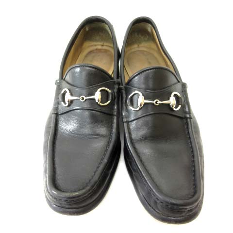 グッチ GUCCI ビットローファー ホースビット スリッポン レザー 黒 