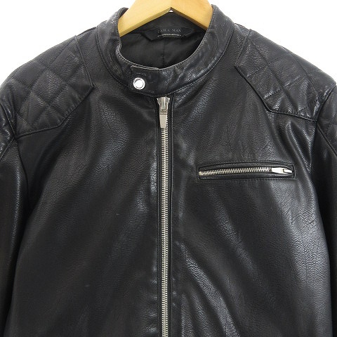 ザラマン Zara Man ライダースジャケット フェイクレザージャケット ブルゾン 黒 ブラック M メンズ 122 ベクトルパーク