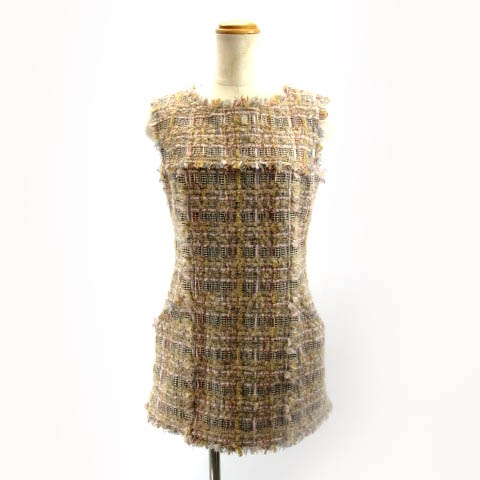 ルネ Rene ツイードワンピース チュニック ノースリーブ ラメ ベージュ マルチ 36 約m Ibs91 レディース 122 ベクトルパーク