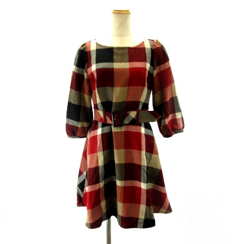 ブルーレーベルクレストブリッジ Blue Label Crestbridge ウエストベルトチェックワンピース ブラック レッド 55j34 424 16 38 M Ibs91 レディース 122 ベクトルパーク