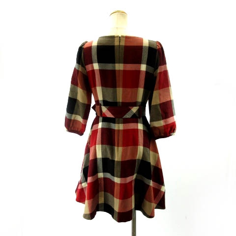 ブルーレーベルクレストブリッジ Blue Label Crestbridge ウエストベルトチェックワンピース ブラック レッド 55j34 424 16 38 M Ibs91 レディース 122 ベクトルパーク
