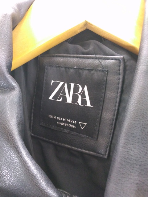 ザラ Zara 近年モデル ライダースジャケット レザージャケット 革ジャン M 黒 ブラック Ibs91 メンズ 122 ベクトルパーク