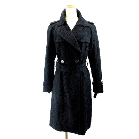 グレースクラス Grace Class 総フラワーレース トレンチコート ベルト付き 紺 ネイビー 38 M Ibs91 レディース 122 ベクトルパーク