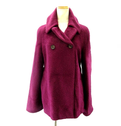マックスマーラステュディオ Max Mara Studio アルパカシャギーコート Aライン ベルト付 紫 パープル 40 M イタリア製 レディース 122 ベクトルパーク