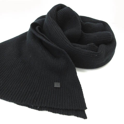 シャネル100%カシミヤ リブ　マフラー シャネル100%カシミヤ リブマフラー