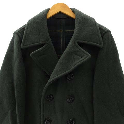ヴァン ヂャケット Van Jac ピーコート Pコート ジャケット 裏地チェック 緑 グリーン L Ibs91 メンズ 122 ベクトルパーク