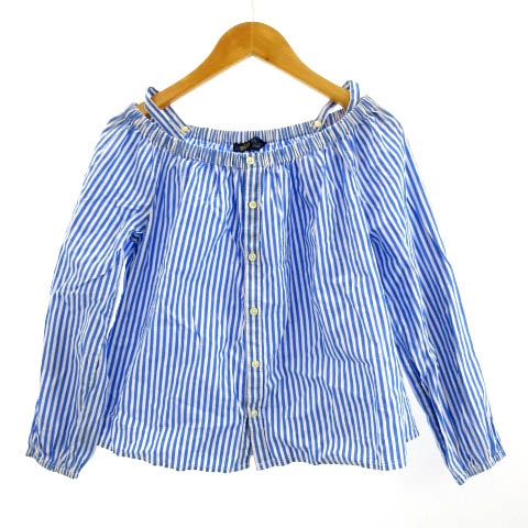 ポロ ラルフローレン Polo Ralph Lauren 子供服 オフショルダーブラウス 前開き ストライプ ライトブルー 女の子 ガールズ 10 約140cm キッズ 122 ベクトルパーク