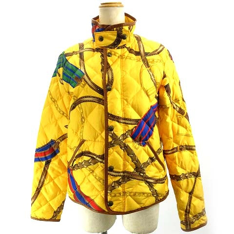 ラルフローレン RALPH LAUREN 美品 ダウンジャケット コート 総柄 黄色 