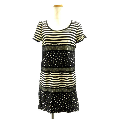 ダイアグラム グレースコンチネンタル Diagram Grace Continental チュニックワンピース ボーダードット レース 黒 ブラック 36 S Ibs91 レディース 122 ベクトルパーク