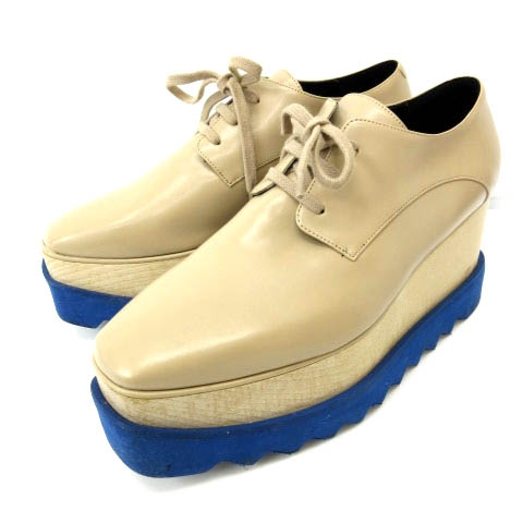 ステラマッカートニー Stella Mccartney Elyse Shoes エリスシューズ オックスフォード シャークソール 厚底スニーカー ベージュ ブルー 38 約25cm レディース 122 ベクトルパーク