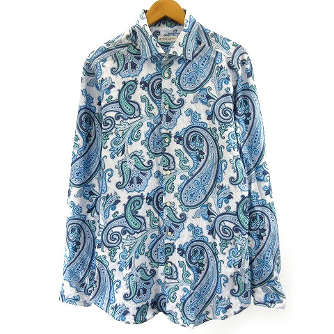 エトロ Etro 近年モデル シャツ 長袖 ペイズリー柄 イタリア製 青 ブルー 42 約xl Ibo3 メンズ 122 ベクトルパーク