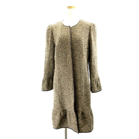 エムズグレイシー M S Gracy ツイードノーカラーコート ジャケット 裾フリル 茶 ブラウン 40 M Ibo3 レディース 122 ベクトルパーク エムズグレイシー M S Gracy ツイードノーカラーコート ジャケット 裾フリル 茶 ブラウン 40 M Ibo3 レディース 122 ベクトルパーク