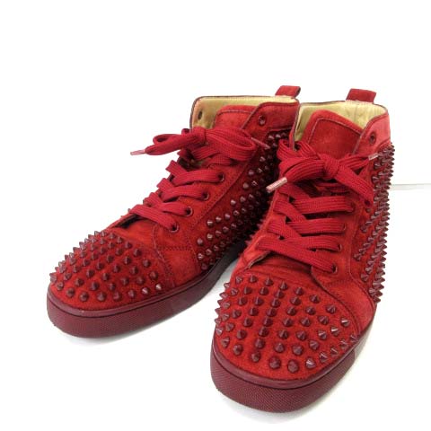 クリスチャンルブタン Christian Louboutin スニーカー ハイカット スタッズ スエードレザー 43 28cm相当 赤 レッド メンズ 122 ベクトルパーク