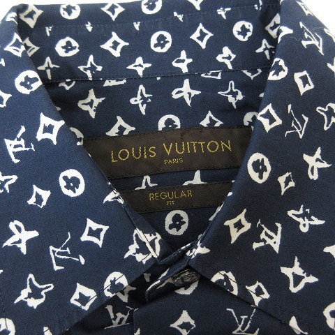 ルイヴィトン LOUIS VUITTON 美品 モノグラム柄シャツ 長袖 REGULAR 