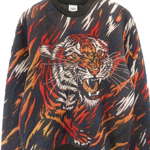 ザラ Zara タイガージャガード柄スウェットシャツ ストレートフィット 40 M マルチカラー メンズ 122 ベクトルパーク