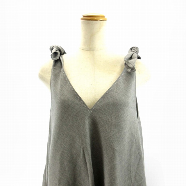 アディアム Adeam 肩リボンワンピース ドレス ひざ丈 グレー 0 約s Ibo4 レディース 122 ベクトルパーク