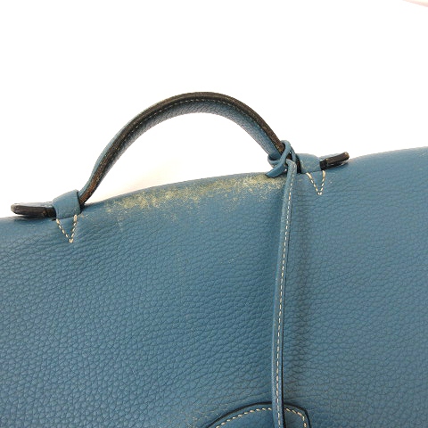 エルメス HERMES ブリーフケース ビジネスバッグ サックアデペッシュ シルバー金具 38 青 ブルージーン □I刻印 ☆AA★ メンズ エルメス HERMES ブリーフケース ビジネスバッグ サックアデペッシュ シルバー金具 38 青 ブルージーン □I刻印 ☆AA★ メンズ