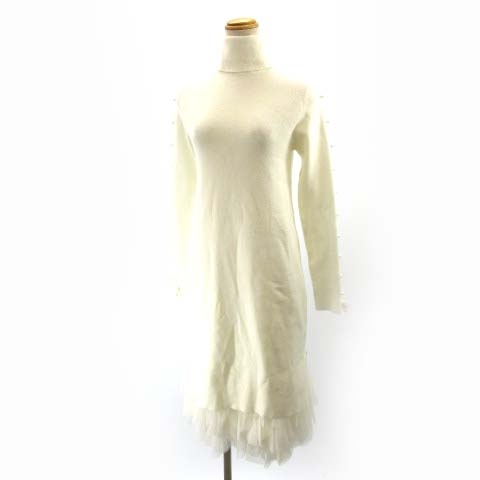 チェスティ Chesty aw パールニットワンピース ひざ丈 裾チュール 白 ホワイト F フリーサイズ Ibo7 レディース 122 ベクトルパーク