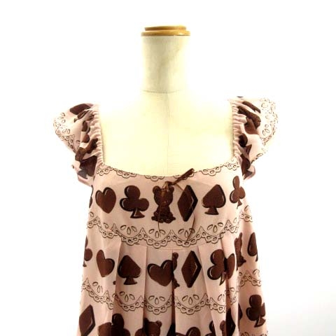 エミリーテンプルキュート Emily Temple Cute Classic パフスリーブワンピース トランプ柄 プリント ベアー くま 可愛い ピンク レディース 122 ベクトルパーク