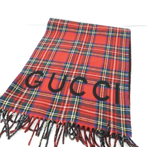 未使用品 グッチ GUCCI 19AW マフラー タータンチェック ウール 