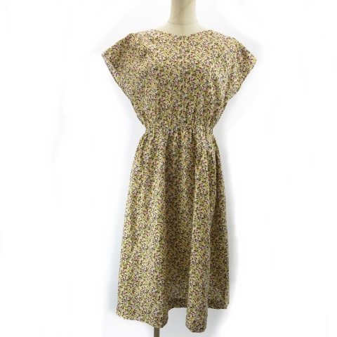 マッキントッシュフィロソフィー Mackintosh Philosophy 近年モデル リバティbrighton Blosson ワンピース 花柄 ひざ丈 36 S ベージュ Ibo11 レディース 122 ベクトルパーク