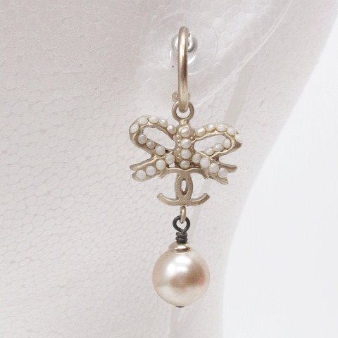 シャネル CHANEL フープ ピアス リボン アクセサリー パール ココ  